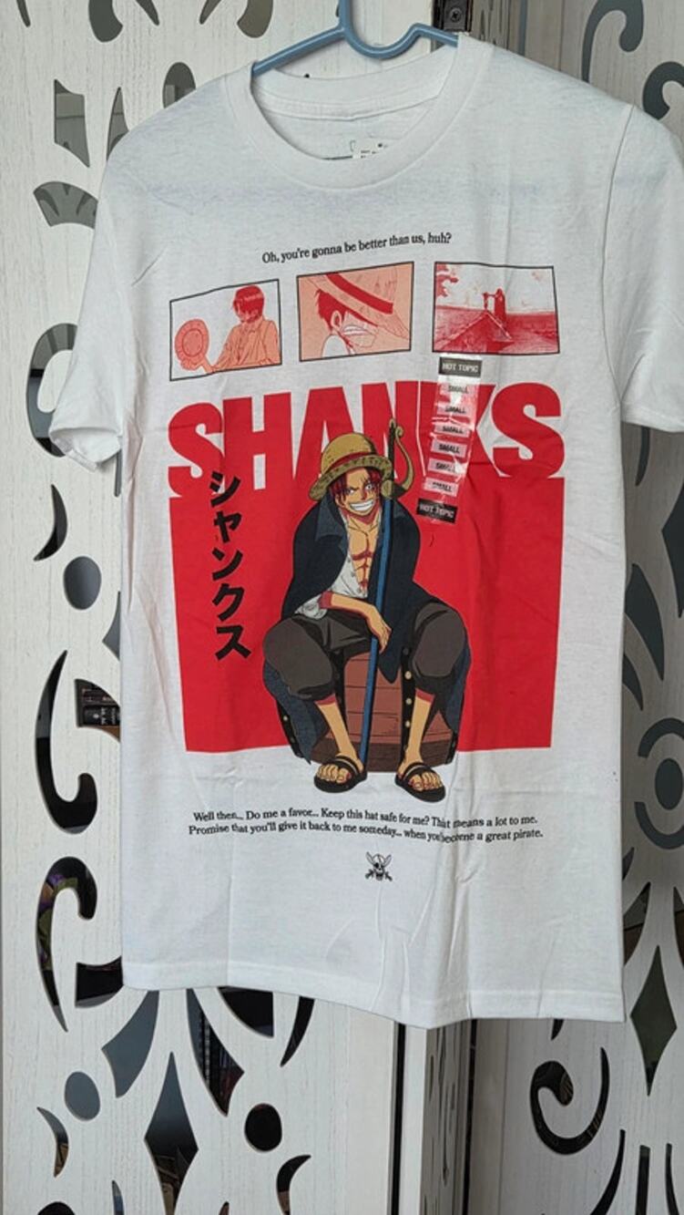 One Piece Shanks T Shirt Small White Anime Manga Hot Topic Ripple Junction NWT